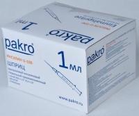 1 мл трехкомпонентный шприц Pakro инсулиновый U100 , с иглой 0,3х13, 100 шт купить в Кирове